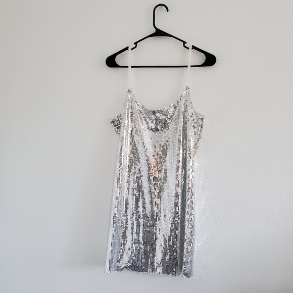 Free People Silver Sequined Blouse - Picture 1 of 4